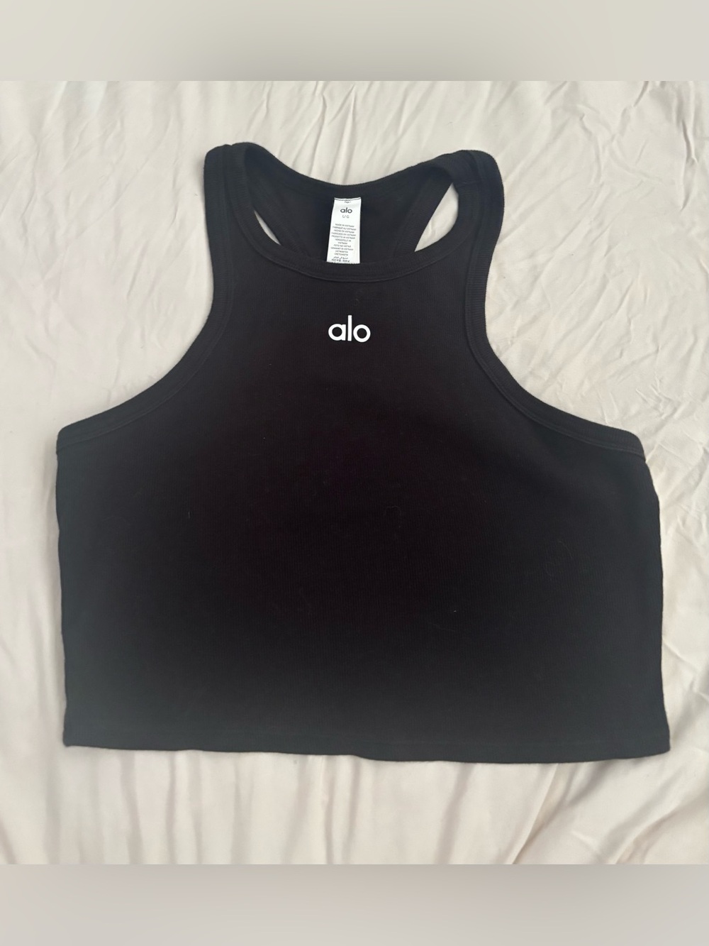 ALO Yoga Black Ribbed Racerback Crop Tank
